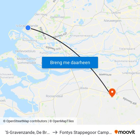 'S-Gravenzande, De Brug to Fontys Stappegoor Campus map