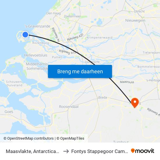 Maasvlakte, Antarcticaweg to Fontys Stappegoor Campus map