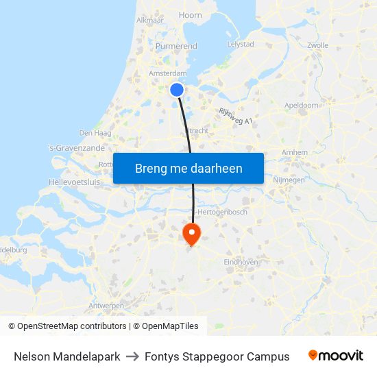 Nelson Mandelapark to Fontys Stappegoor Campus map