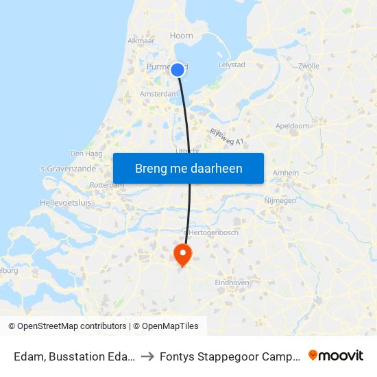 Edam, Busstation Edam to Fontys Stappegoor Campus map