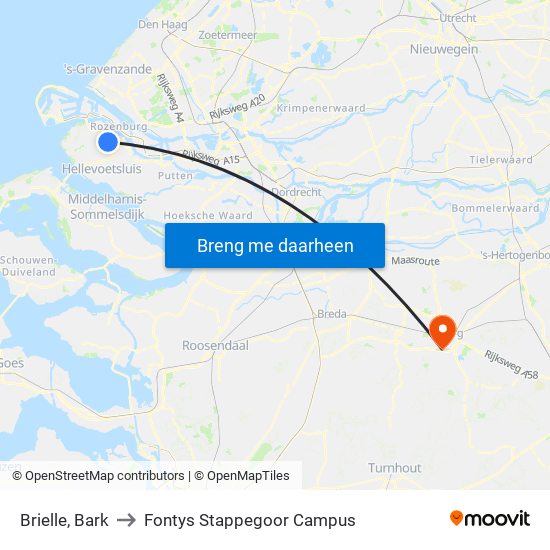 Brielle, Bark to Fontys Stappegoor Campus map