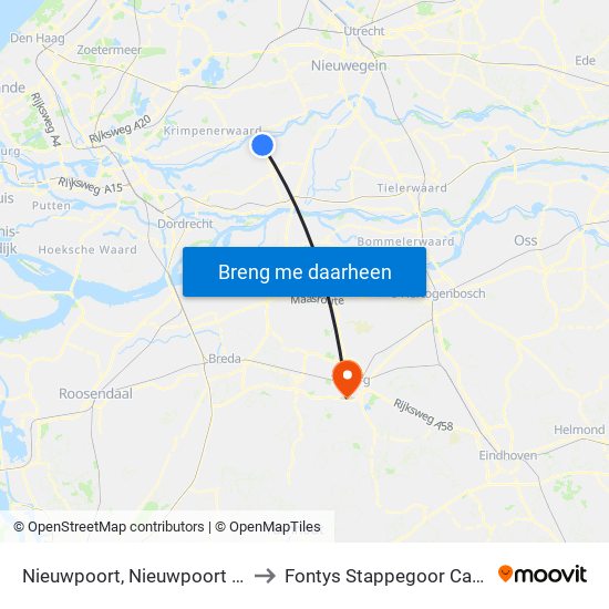 Nieuwpoort, Nieuwpoort N216 to Fontys Stappegoor Campus map