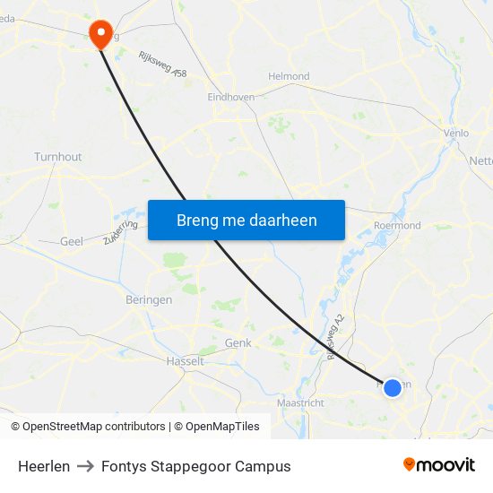 Heerlen to Fontys Stappegoor Campus map