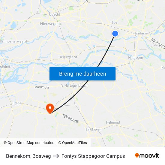 Bennekom, Bosweg to Fontys Stappegoor Campus map