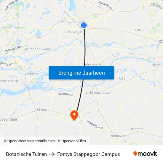 Botanische Tuinen to Fontys Stappegoor Campus map