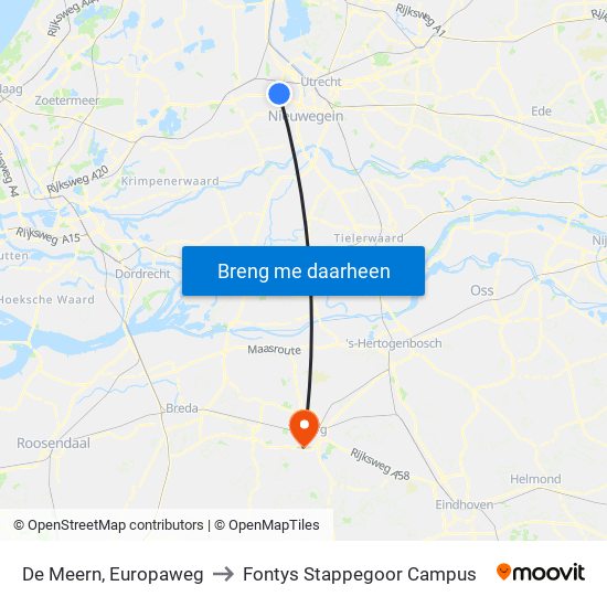 De Meern, Europaweg to Fontys Stappegoor Campus map