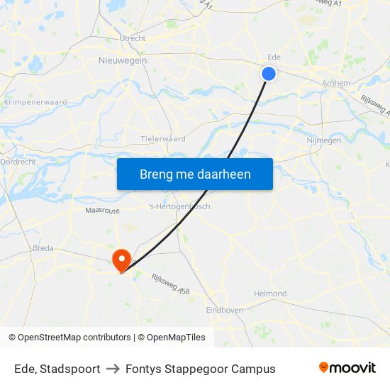 Ede, Stadspoort to Fontys Stappegoor Campus map