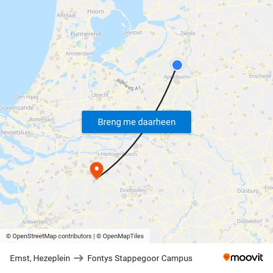 Emst, Hezeplein to Fontys Stappegoor Campus map