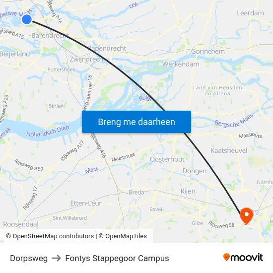 Dorpsweg to Fontys Stappegoor Campus map