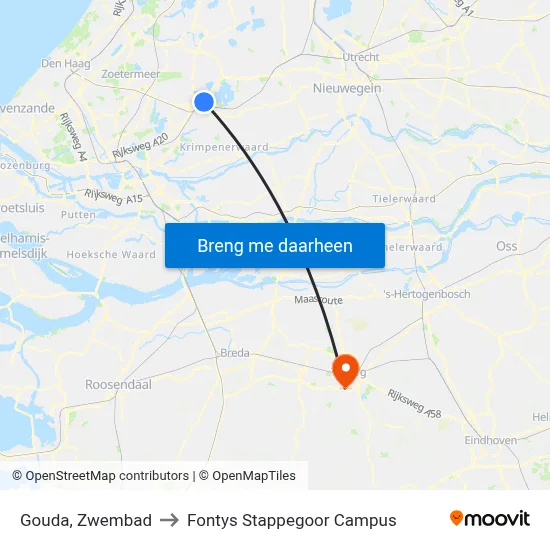 Gouda, Zwembad to Fontys Stappegoor Campus map