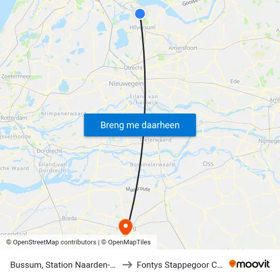 Bussum, Station Naarden-Bussum to Fontys Stappegoor Campus map