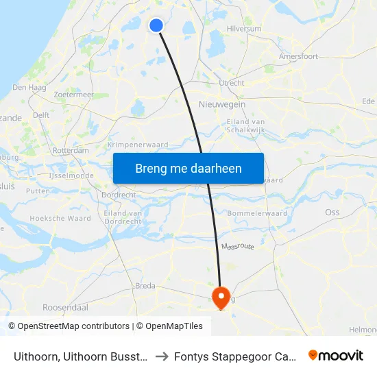 Uithoorn, Uithoorn Busstation to Fontys Stappegoor Campus map