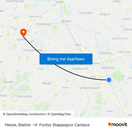 Heeze, Station to Fontys Stappegoor Campus map