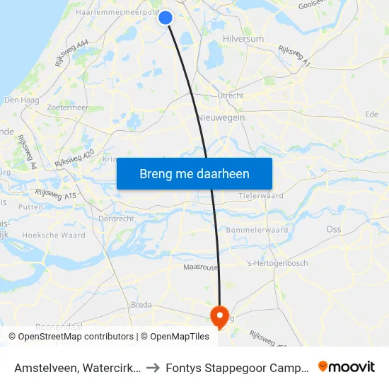 Amstelveen, Watercirkel to Fontys Stappegoor Campus map