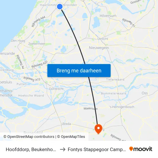 Hoofddorp, Beukenhorst to Fontys Stappegoor Campus map