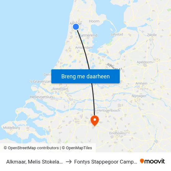 Alkmaar, Melis Stokelaan to Fontys Stappegoor Campus map