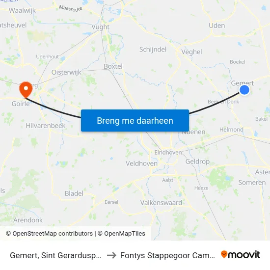 Gemert, Sint Gerardusplein to Fontys Stappegoor Campus map