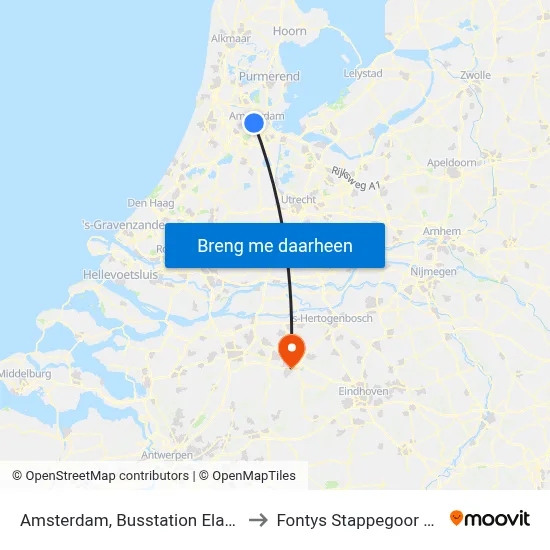 Amsterdam, Busstation Elandsgracht to Fontys Stappegoor Campus map