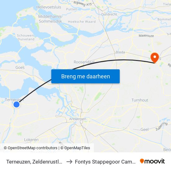 Terneuzen, Zeldenrustlaan to Fontys Stappegoor Campus map