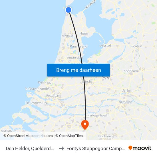 Den Helder, Quelderduin to Fontys Stappegoor Campus map