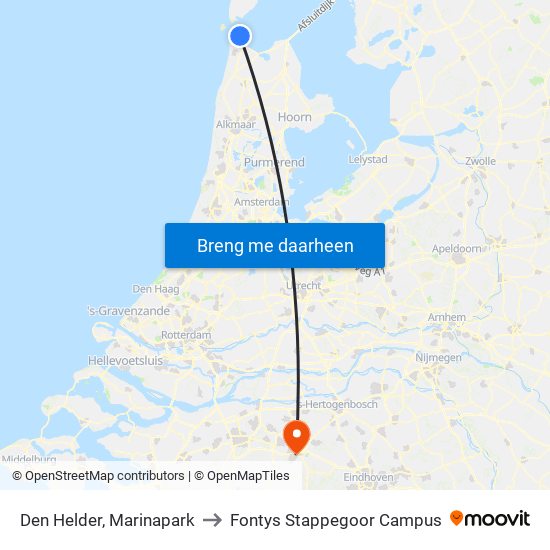 Den Helder, Marinapark to Fontys Stappegoor Campus map