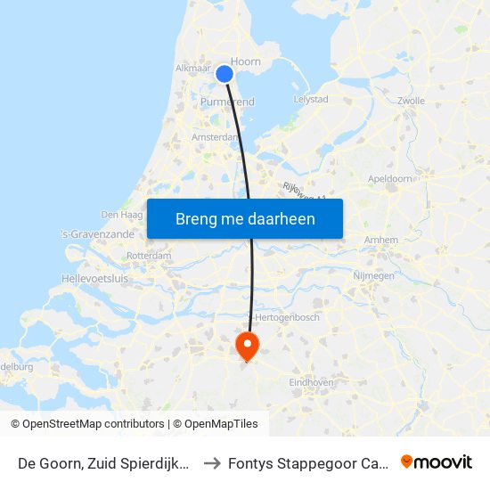 De Goorn, Zuid Spierdijkerweg to Fontys Stappegoor Campus map