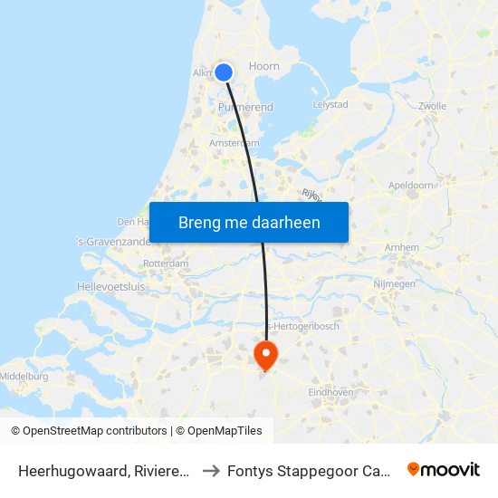 Heerhugowaard, Rivierenwijk to Fontys Stappegoor Campus map