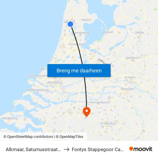 Alkmaar, Saturnusstraat P+R to Fontys Stappegoor Campus map