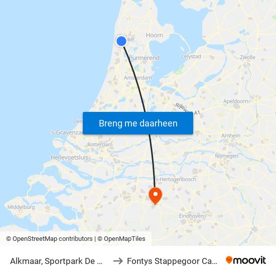 Alkmaar, Sportpark De Meent to Fontys Stappegoor Campus map