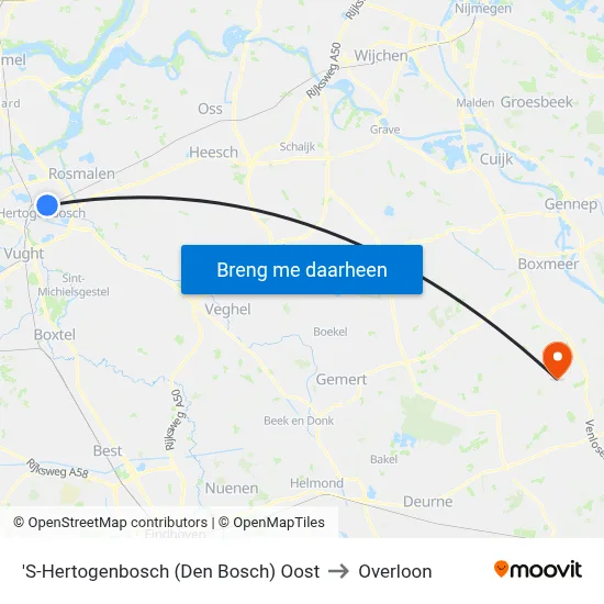'S-Hertogenbosch (Den Bosch) Oost to Overloon map