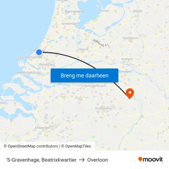 'S-Gravenhage, Beatrixkwartier to Overloon map