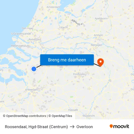 Roosendaal, Hgd-Straat (Centrum) to Overloon map