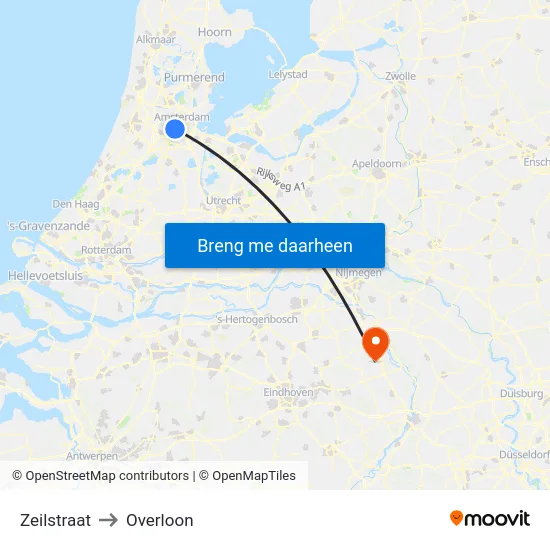 Zeilstraat to Overloon map