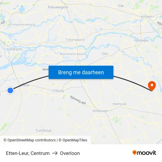Etten-Leur, Centrum to Overloon map