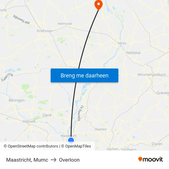 Maastricht, Mumc to Overloon map