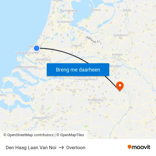 Den Haag Laan Van Noi to Overloon map
