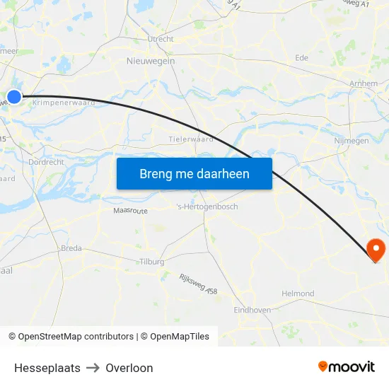 Hesseplaats to Overloon map