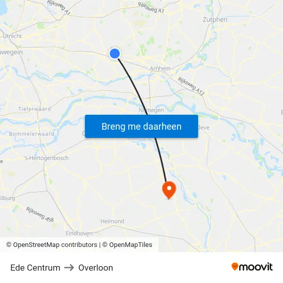Ede Centrum to Overloon map