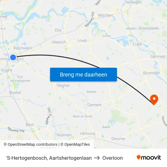 'S-Hertogenbosch, Aartshertogenlaan to Overloon map