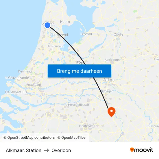 Alkmaar, Station to Overloon map