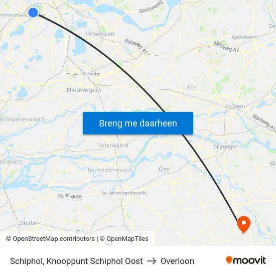 Schiphol, Knooppunt Schiphol Oost to Overloon map