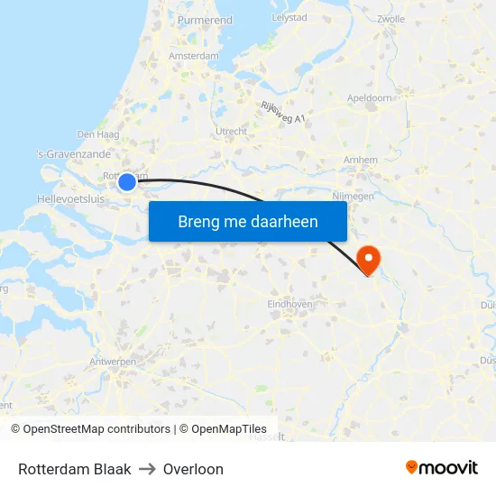 Rotterdam Blaak to Overloon map