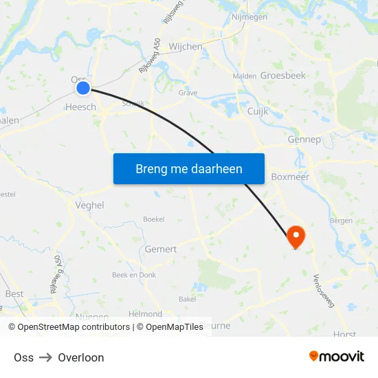 Oss to Overloon map