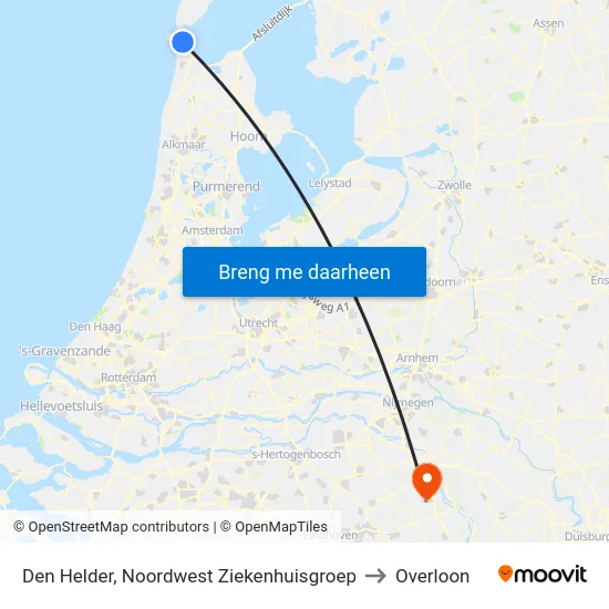 Den Helder, Noordwest Ziekenhuisgroep to Overloon map
