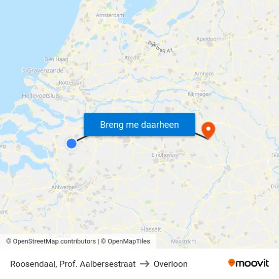 Roosendaal, Prof. Aalbersestraat to Overloon map