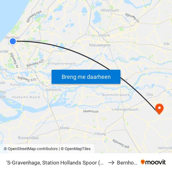 'S-Gravenhage, Station Hollands Spoor (Perron A) to Bernhoven map