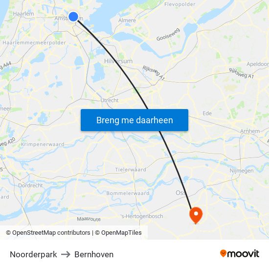 Noorderpark to Bernhoven map