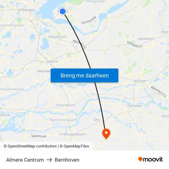 Almere Centrum to Bernhoven map