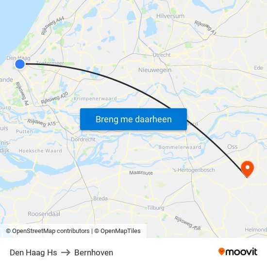 Den Haag Hs to Bernhoven map