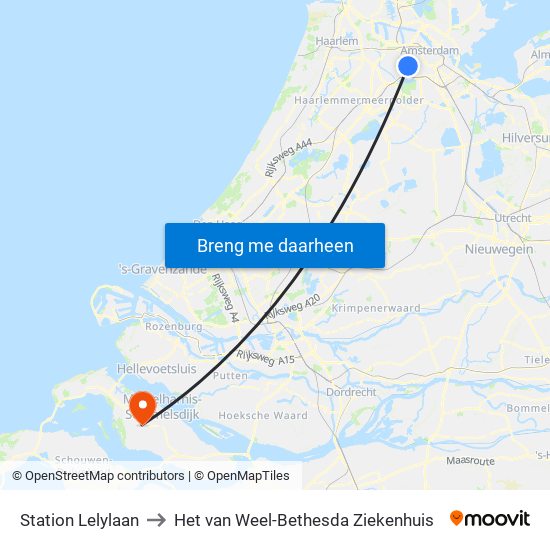 Station Lelylaan to Het van Weel-Bethesda Ziekenhuis map